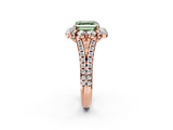 Rose gold Fancy Green Asscher  Halo Split Shank Diamond Engagement Ring with Pave Band and Four-Prong Setting_19