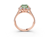 Rose gold Fancy Green Asscher  Halo Split Shank Diamond Engagement Ring with Pave Band and Four-Prong Setting_20