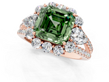 Rose gold Fancy Green Asscher  Halo Split Shank Diamond Engagement Ring with Prong Setting_19