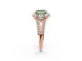Rose gold Fancy Green Asscher  Halo Split Shank Diamond Engagement Ring with Prong Setting_20