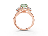 Rose gold Fancy Green Asscher  Halo Split Shank Diamond Engagement Ring with Prong Setting_21