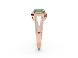Rose gold Fancy Green Asscher  Halo Split Shank Diamond Ring with Four-Prong Setting_19