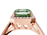 Rose gold Fancy Green Asscher  Halo Split Shank Diamond Ring with Four-Prong Setting_21