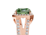 Rose gold Fancy Green Asscher  Halo Split Shank Diamond Ring with Four-Prong Setting_22