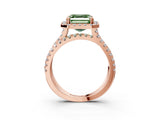 Rose gold Fancy Green Asscher  Halo Split Shank Diamond Ring with Pavé Setting_46