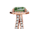 Rose gold Fancy Green Asscher  Halo Split Shank Diamond Ring with Pavé Setting_48