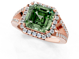 Rose gold Fancy Green Asscher  Halo Split Shank Diamond Ring with Prong Setting_1