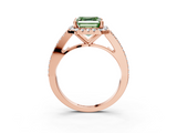 Rose gold Fancy Green Asscher  Halo Split Shank Diamond Ring with Prong Setting_3