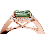 Rose gold Fancy Green Asscher  Halo Split Shank Diamond Ring with Prong Setting_4