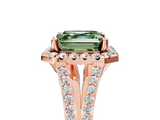 Rose gold Fancy Green Asscher  Halo Split Shank Diamond Ring with Prong Setting_5
