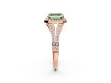 Rose gold Fancy Green Asscher  Halo Split Shank Pave Diamond Ring with Four-Prong Setting_48