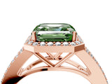 Rose gold Fancy Green Asscher  Halo Split Shank Pave Diamond Ring with Four-Prong Setting_50
