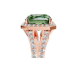 Rose gold Fancy Green Asscher  Halo Split Shank Pave Diamond Ring with Four-Prong Setting_51