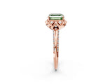 Rose gold Fancy Green Asscher  Halo Split Shank Pave Diamond Ring with Petal Prong Setting_22
