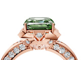 Rose gold Fancy Green Asscher  Halo Split Shank Pave Diamond Ring with Petal Prong Setting_24