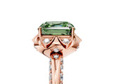 Rose gold Fancy Green Asscher  Halo Split Shank Pave Diamond Ring with Petal Prong Setting_25