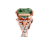 Rose gold Fancy Green Asscher  Halo Twist Band Solitaire Prong Setting Ring_5