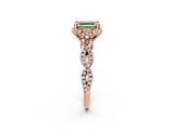 Rose gold Fancy Green Asscher  Halo Twist Band Solitaire Ring with Six-Prong Setting_34