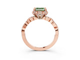 Rose gold Fancy Green Asscher  Halo Twist Band Solitaire Ring with Six-Prong Setting_35