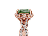 Rose gold Fancy Green Asscher  Halo Twist Band Solitaire Ring with Six-Prong Setting_37