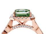 Rose gold Fancy Green Asscher  Halo Twist Band Solitaire Ring_10