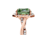 Rose gold Fancy Green Asscher  Halo Twist Band Solitaire Ring_11