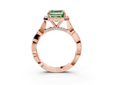 Rose gold Fancy Green Asscher  Halo Twist Band Solitaire Ring_3