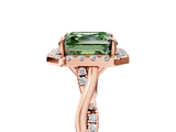 Rose gold Fancy Green Asscher  Halo Twist Band Solitaire Ring_5
