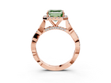 Rose gold Fancy Green Asscher  Halo Twist Band Solitaire Ring_9