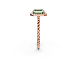 Rose gold Fancy Green Asscher  Halo Twisted Band Four-Prong Diamond Ring_2