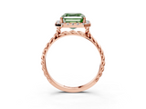 Rose gold Fancy Green Asscher  Halo Twisted Band Four-Prong Diamond Ring_3