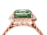 Rose gold Fancy Green Asscher  Halo Twisted Band Four-Prong Diamond Ring_4