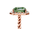 Rose gold Fancy Green Asscher  Halo Twisted Band Four-Prong Diamond Ring_5
