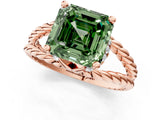 Rose gold Fancy Green Asscher  Halo Twisted Band Four-Prong Ring_34