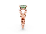 Rose gold Fancy Green Asscher  Halo Twisted Band Four-Prong Ring_35