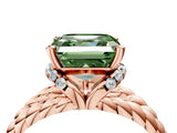Rose gold Fancy Green Asscher  Halo Twisted Band Four-Prong Ring_37
