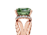 Rose gold Fancy Green Asscher  Halo Twisted Band Four-Prong Ring_38