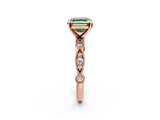 Rose gold Fancy Green Asscher  Milgrain Bezel Diamond Engagement Ring with Solitaire Prong Setting_31