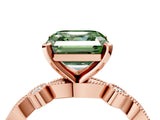 Rose gold Fancy Green Asscher  Milgrain Bezel Diamond Engagement Ring with Solitaire Prong Setting_33