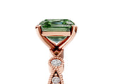 Rose gold Fancy Green Asscher  Milgrain Bezel Diamond Engagement Ring with Solitaire Prong Setting_34