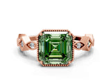 Rose gold Fancy Green Asscher  Milgrain Marquise Diamond Twist Band Ring_57
