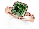 Rose gold Fancy Green Asscher  Milgrain Marquise Diamond Twist Band Ring_58