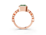 Rose gold Fancy Green Asscher  Milgrain Marquise Diamond Twist Band Ring_60