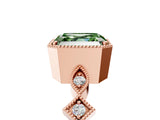 Rose gold Fancy Green Asscher  Milgrain Marquise Diamond Twist Band Ring_62