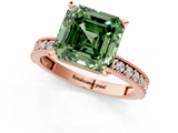 Rose gold Fancy Green Asscher  Milgrain Pave Diamond Engagement Ring with Four-Prong Setting_1