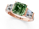 Rose gold Fancy Green Asscher  Solitaire Baguette Side Stone Channel Set Engagement Ring_1