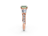 Rose gold Fancy Green Asscher  Solitaire Baguette Side Stone Channel Set Engagement Ring_2