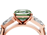 Rose gold Fancy Green Asscher  Solitaire Baguette Side Stone Channel Set Engagement Ring_4
