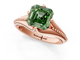 Rose gold Fancy Green Asscher  Solitaire Beaded Band Six-Prong Setting_1