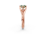 Rose gold Fancy Green Asscher  Solitaire Beaded Band Six-Prong Setting_2
